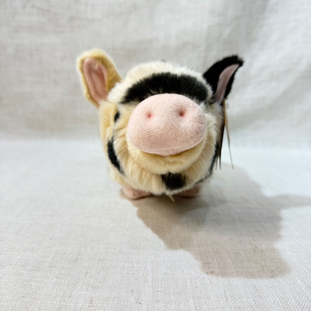 Aurora Miyoni Tots Spotted Pig Plush Stuffed Animal Cream Black Realistic NWT - Picture 5 of 5